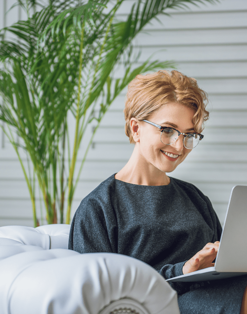 Woman doing Online Therapy